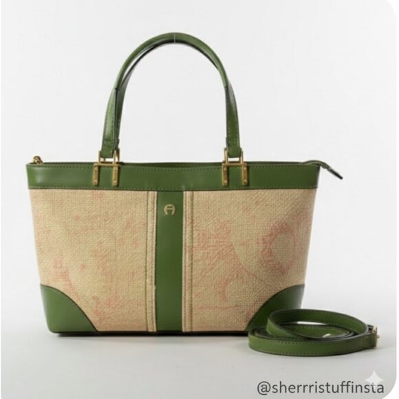 Etienne Aigner Handbags - Vintage Etienne Aigner Crossbody Bag Floral Woven Faux Leather Adjustable Strap